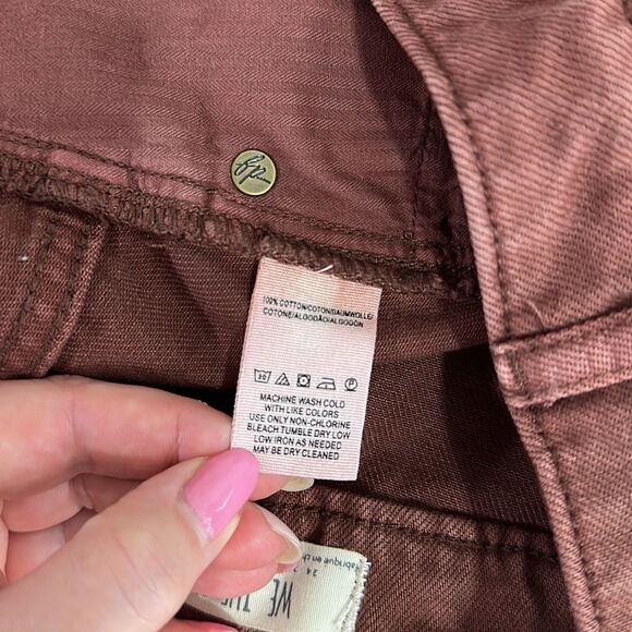 Free People We The Free Maroon Red Zip Up Denim Skirt Size 27 - Picture 5 of 8